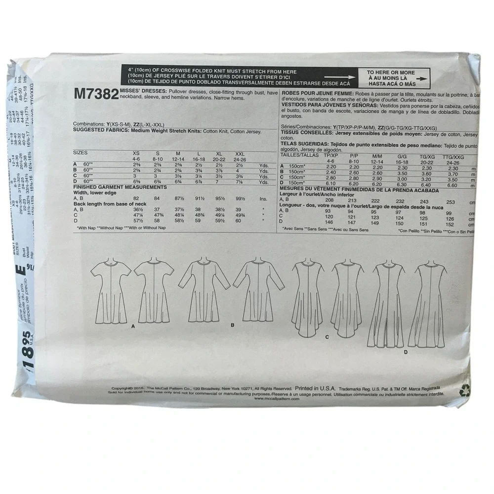 McCalls size beginners m7382